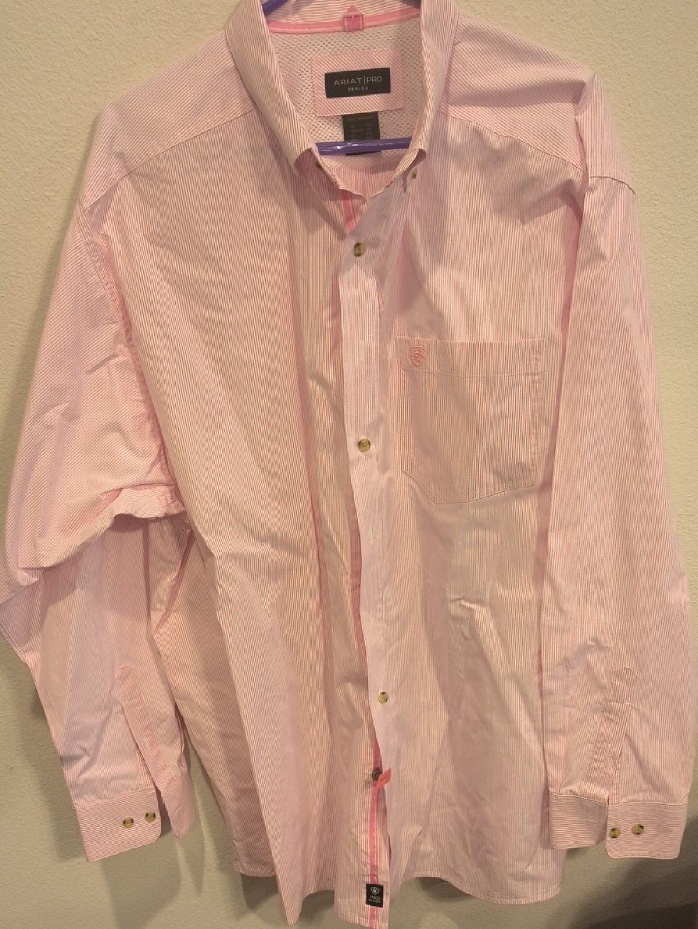 Ariat Men’s Pink Micro-Stripe Dress Shirt Pro Series XXL